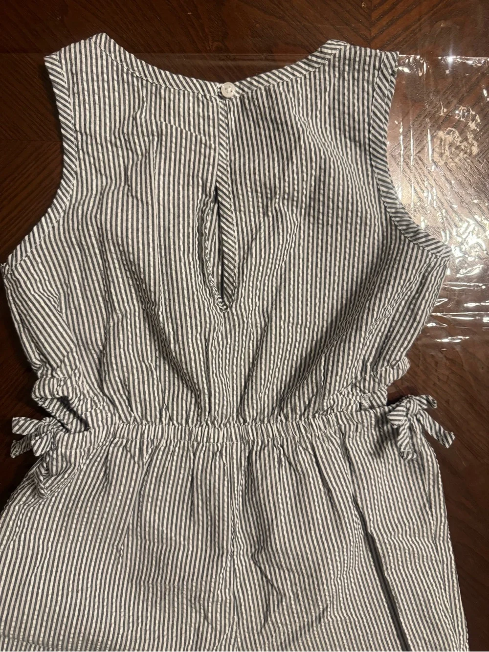 Lot of 2 Carter's Black Floral Smocked Romper and gray striped jumpsuit